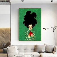 flower abstract girl hair women wall art print canvas painting vintage aesthetic poster modern nordic fashion home decor picture
