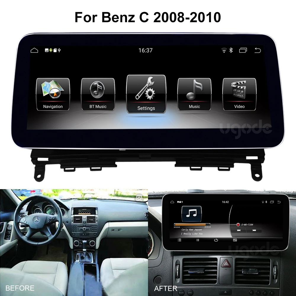 Автомобильный мультимедийный плеер Ugode W204/S204 с экраном Android 9 0 GPS навигацией