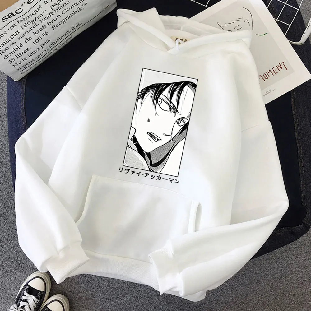 

Attack on Titan Hoodies Levi Ackerman Japanese Anime Pullover Hooded Sweatshirt Female Long Sleeve Clothing Casual Loose Tops