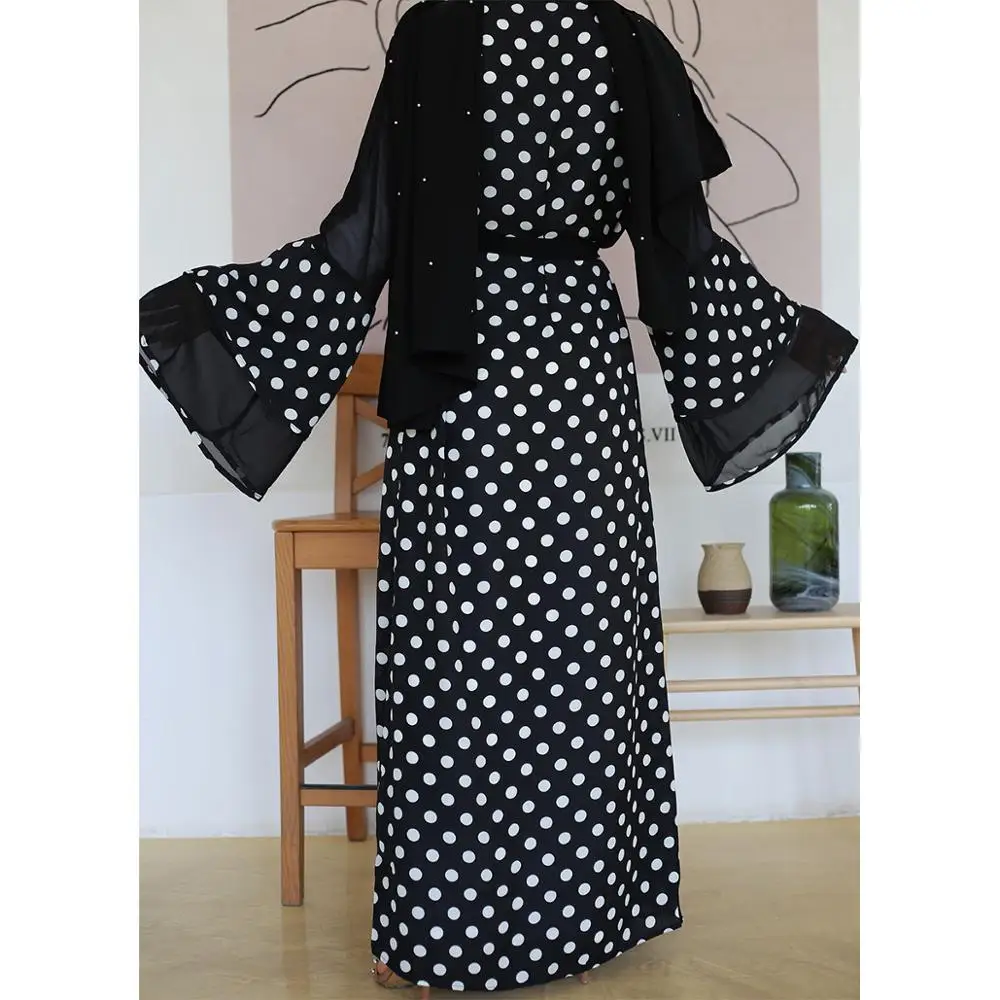 Кардиган с узором в горошек Abaya мусульманская Мода Дубаи исламский халат