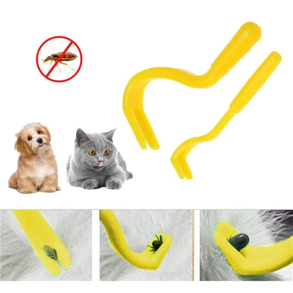 

2pcs/lot Pet Cats Dog Tick Removal Tool Flea Louse Clipper Dual Teeth Cleaning Mites Twist Hook Remover Pet Supplies