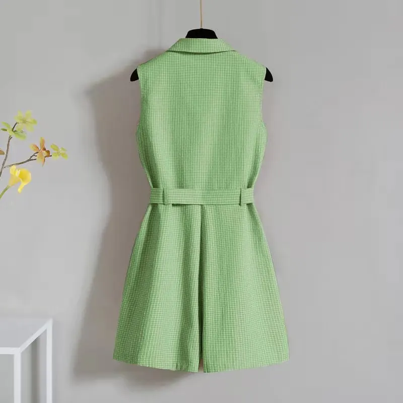 Oversized Woman Clothing New Summer Overalls For Women 2022 Sleeveless Female Jumpsuit High Waist Green Playsuits With Bandage |