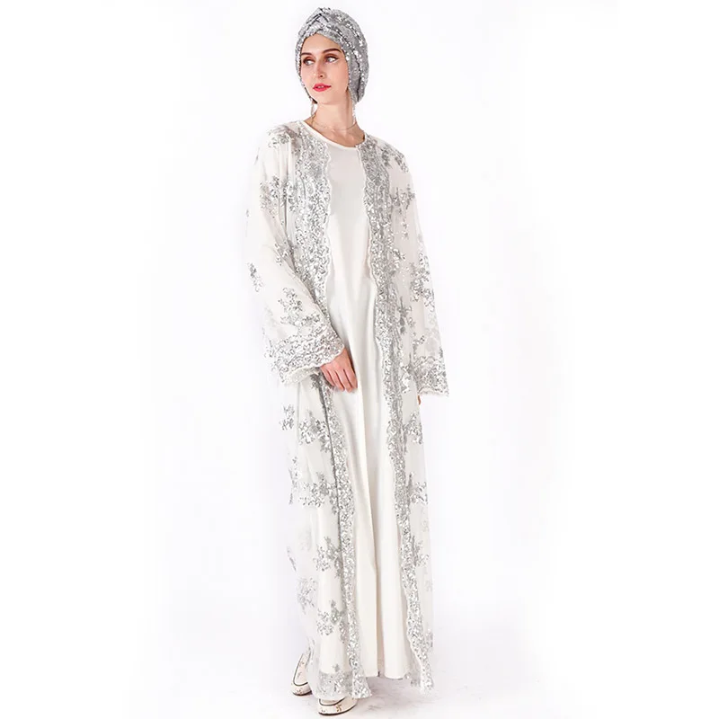 Middle East Saudi Arabia Luxury Mesh Sequin Embroidered Travel Women's Robe Muslim Dubai Ramadan Mosque Prayer Abaya Dress