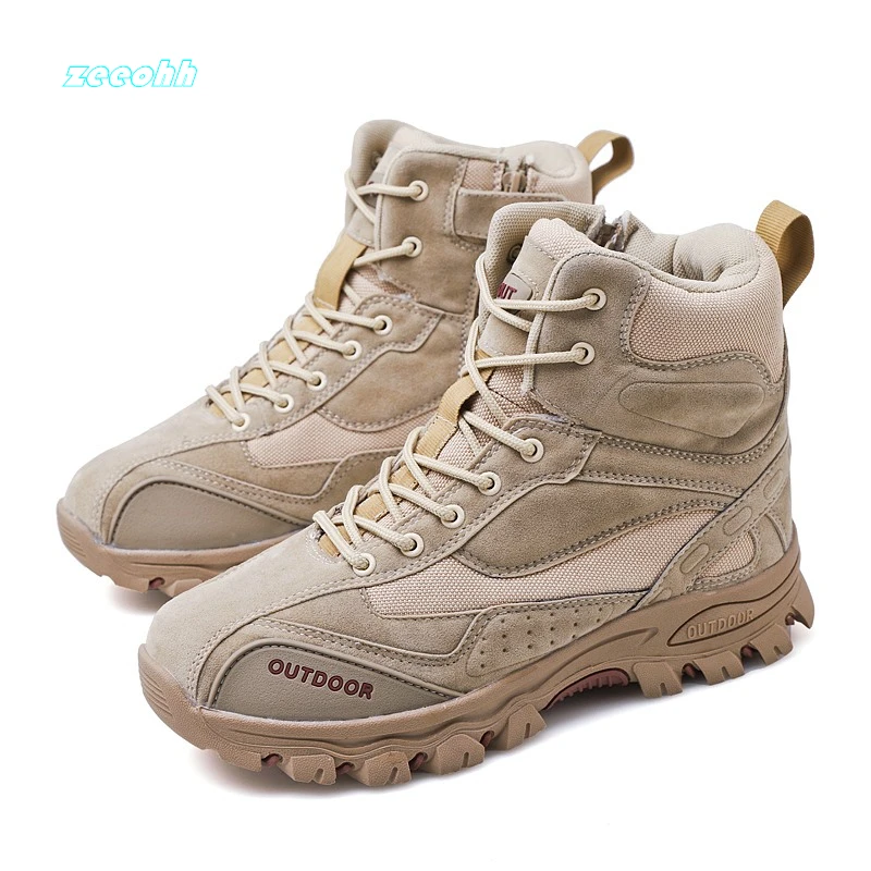 

Men Military Boots Suede Leather High Top Casual Desert Flat Sneaker Shoes Men Special Police Ankles Battle Room Winter Boots