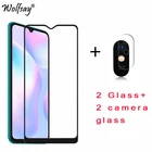 2 шт., полностью склеенное Защитное стекло для Xiaomi Redmi 9A, закаленное стекло, полное покрытие для Xiaomi Redmi 9A, 2.5D 9H, Премиум пленка Wolfsay