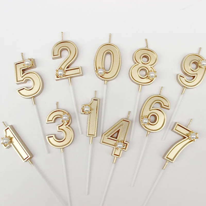 Цифровая свеча 1234567890 украшение торта на день рождения корона жемчуга цифровые