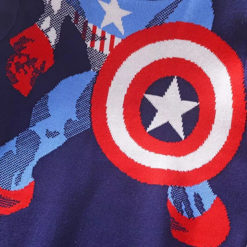Свитер для мальчиков свитер с длинными рукавами и рисунком супергероя Капитан