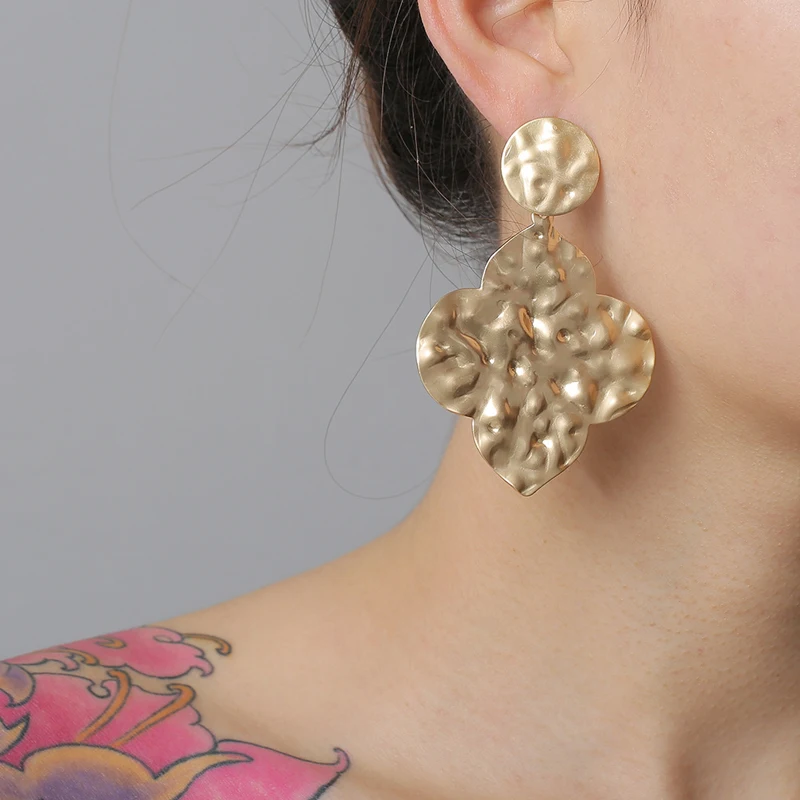 

Gold color Fashion Statement Drop Earrings For Women 2020 New Irregular Hanging Jewelry Accessories Trendy Female Metal Earrings