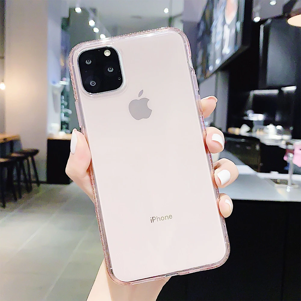 Люксовый со стразами Блестящий металлический Прозрачный чехол из мягкого ТПУ