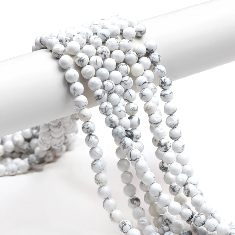 

Natural Stone White -Turquoises Howlite Beads 4 6 8 10 12MM Bracelet Fit Diy Charm Beads For Jewelry Making
