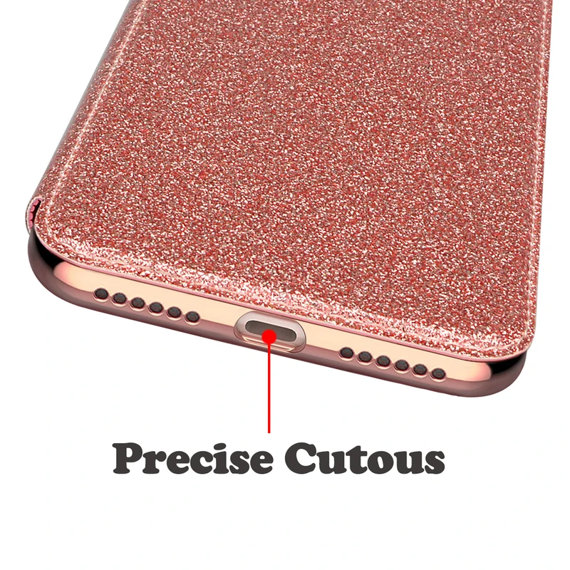 Роскошный блестящий чехол-книжка для iPhone 6 7 plus противоударный защитный чехол с