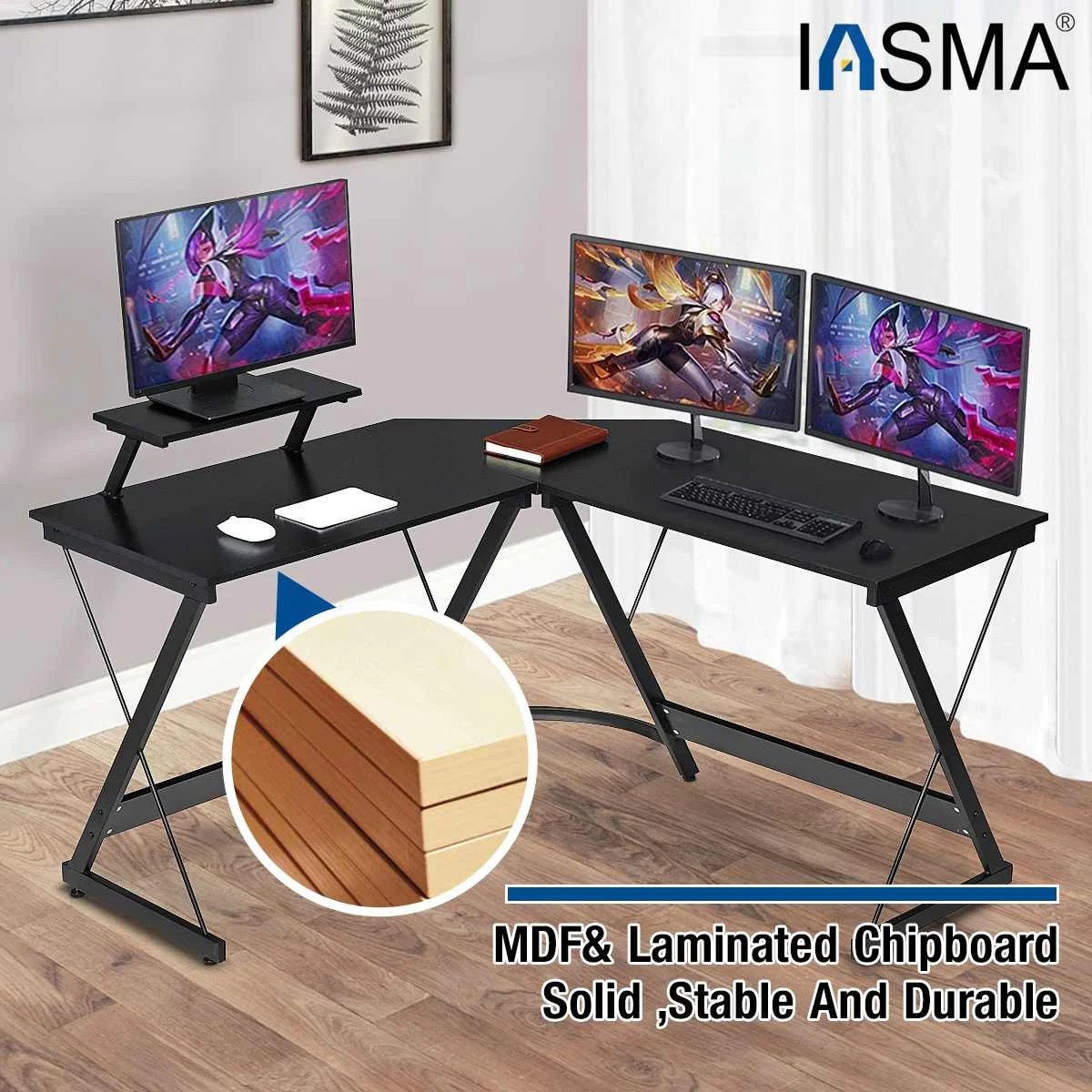 

L-образный компьютерный стол, офисный стол, современный Рабочий учебный стол, универсальная подставка для ноутбука, мебель из МДФ 51, 2x51, 2x29, 7 ...