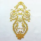 Аппликация с помощью утюга, золотая вышивка, цветок, костюмы для косплея, вышитая одежда, украшения, золото и серебро, 48 см * 26 см