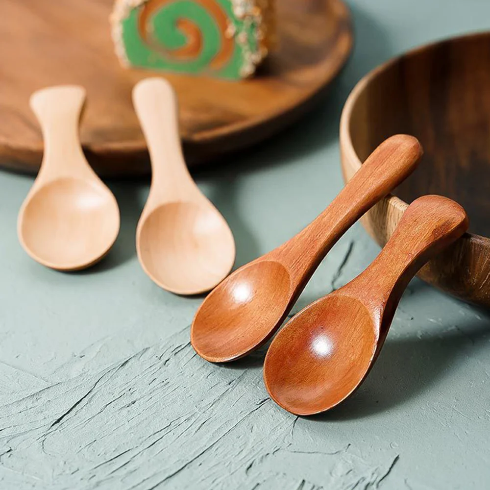 

5 Pcs/Set Wooden Spoon Soup Porridge Spoons Japanese Style Tableware Durable Seasoning Honey Teaspoon Home Kitchen Tools