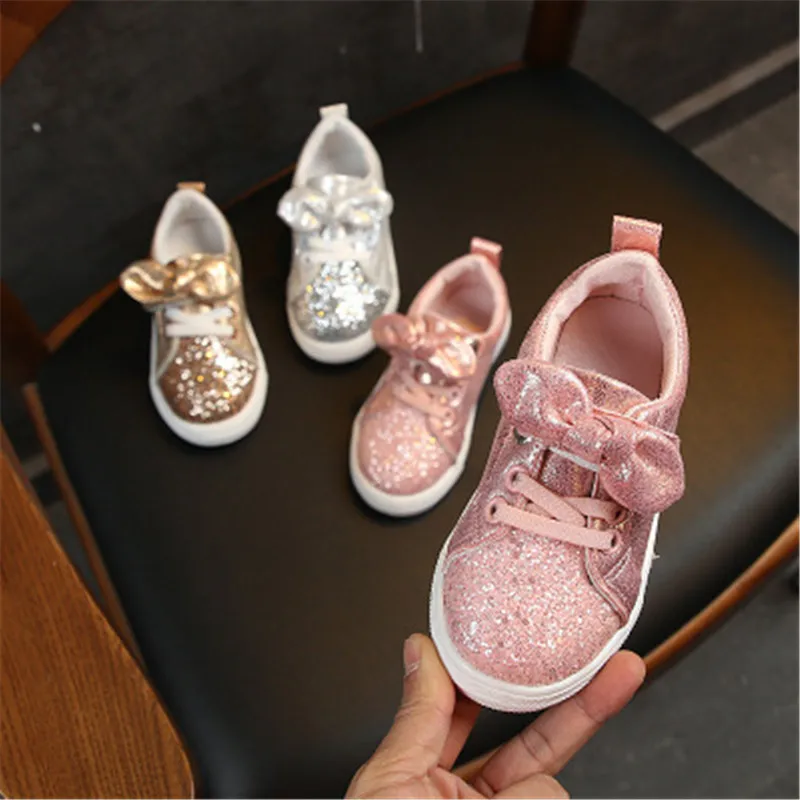 

Fashion Children Four Season Shoes Toddler Baby Girls Bow Sequin Crib Shoe Trend Casual Shoes Glitter Bowknot Shoes