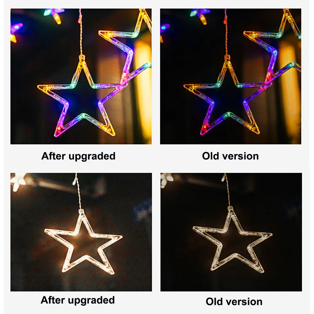 123LED солнечный светильник Фея Луна Звезды Шторы с пультом дистанционного