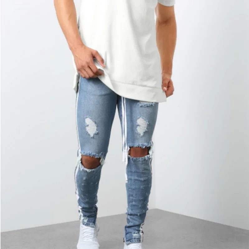 HEFLASHORMen повседневные рваные джинсы обтягивающие тянущиеся Стиральные Цветные