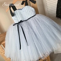 gardenwed 2020 newcoming puffy flower girl dresses bow straps tulle layers ball gown pearls appliques ruched pageantvestidos