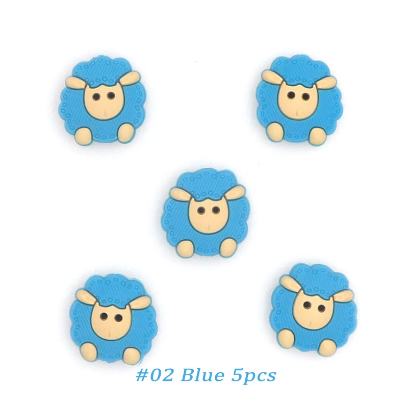Blue 5pcs Kovict, 5/10 шт., 23 мм, милые мини-силиконовые бусины в виде овечки, Детские Прорезыватели в виде животных, Детские Прорезыватели для зубов, бусинки для самостоятельного изготовления ожерелья, аксессуары, игрушки - Цвет: Blue 5pcs