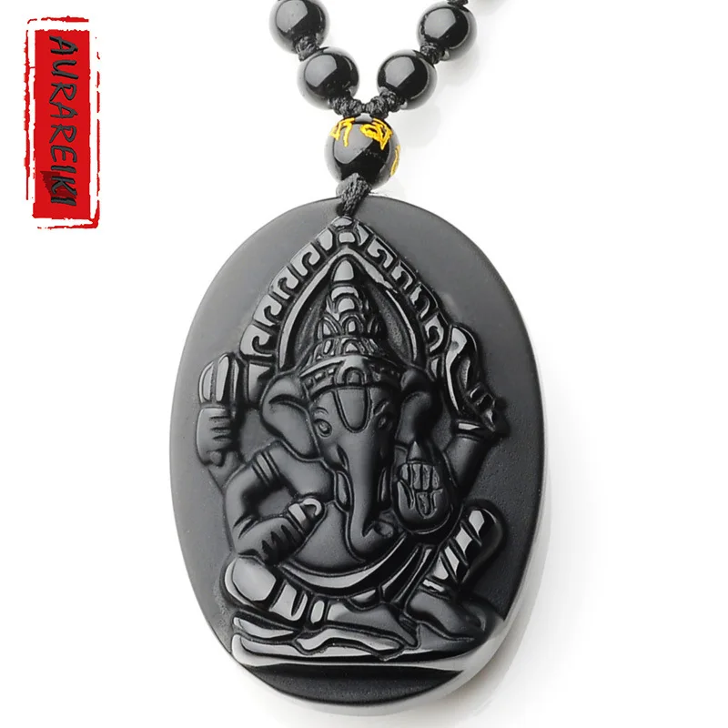 

2020 новая подвеска из натурального обсидиана буддистские кулоны скульптура индийский слон ювелирные изделия для мужчин и женщин ювелирные ...