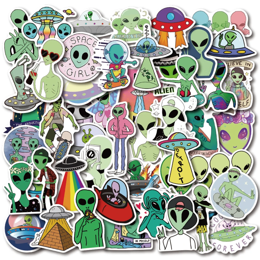 Наклейки VANMAXX 50 шт. Мультяшные пришельцы водонепроницаемые наклейки из ПВХ для