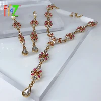 f j4z new luxury crystal earrings necklaces for women noble sparkling earrings collar pendant earrings party jewelry gifts