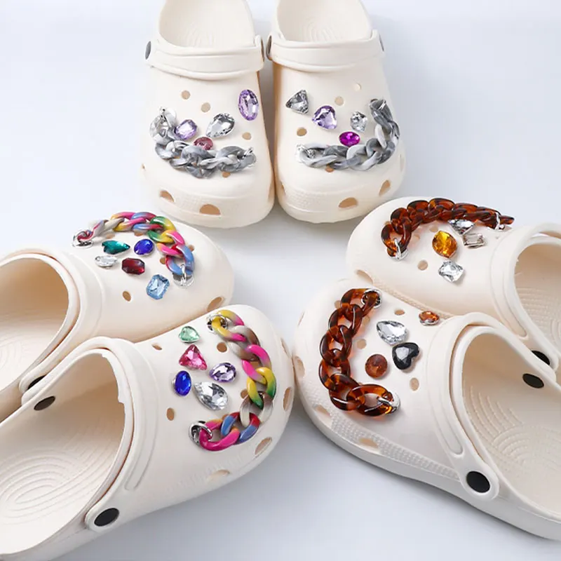 

1 Set Designer Charms for Crocs Decoration Kawaii Bling JIBZ Clog Shoe Accessories Christmas DIY Color Chain Croc Charm 2021 New