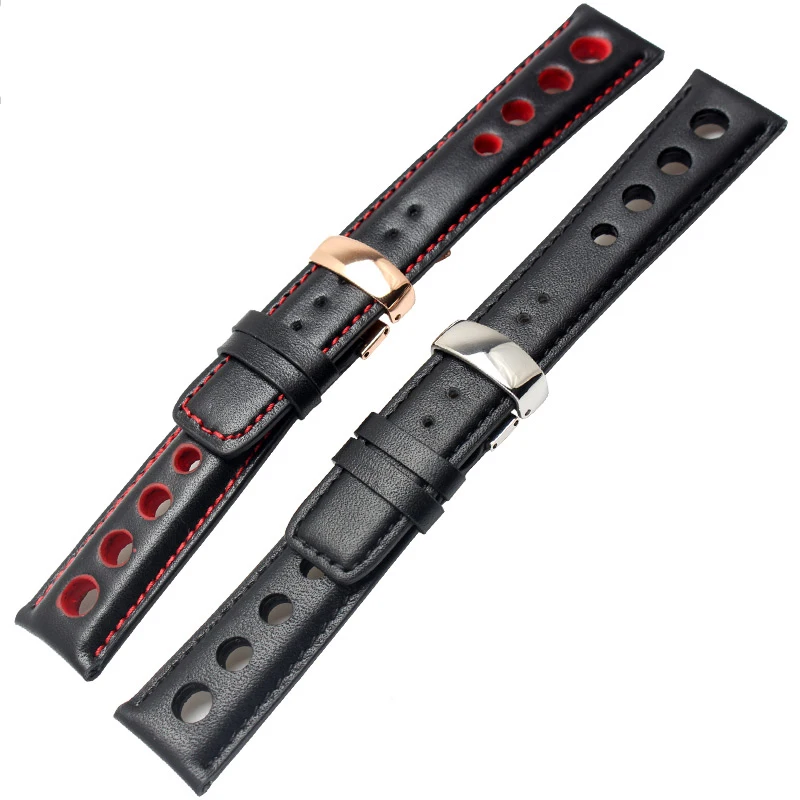 For Tissot racing series leather strap prs516 T91 1853 strap 20mm black orange thread with butterfly buckle
