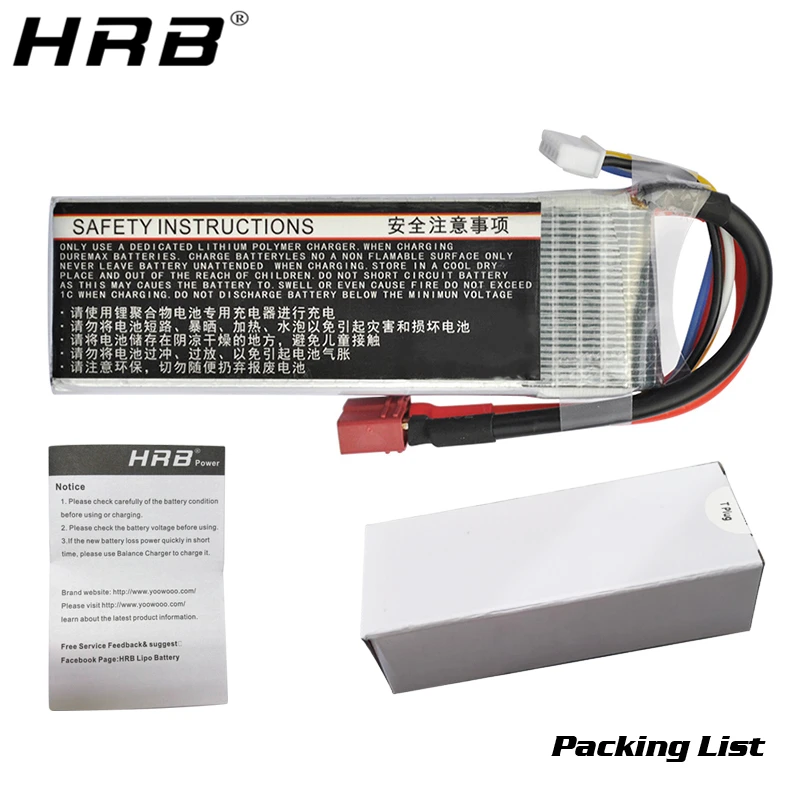 Аккумулятор HRB Lipo 3S 11 1 В 6000 мАч 50C XT60 XT90 Deans T EC5 Female для вертолета Traxxas Trex самолета