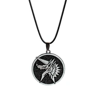 mhw monster hunter wolf head symbol pendant necklace for men vintage silver bronze color metal choker necklace souvenir jewelry