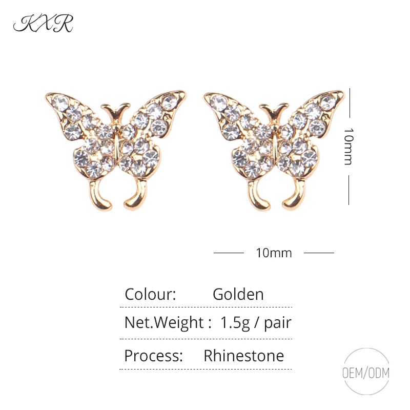 

KXR Daily Korean Super Fairy Butterfly Rhinestone Ins Lady Temperament Earrings Go with Everything Small and Simple Earrings