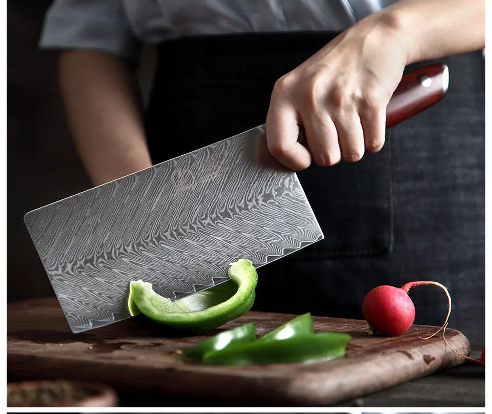 YARENH Набор ножей шеф-повара 6 шт. 67 слоев дамасской стали кухонный набор ножей Япония ультра острые ножи для резки овощей