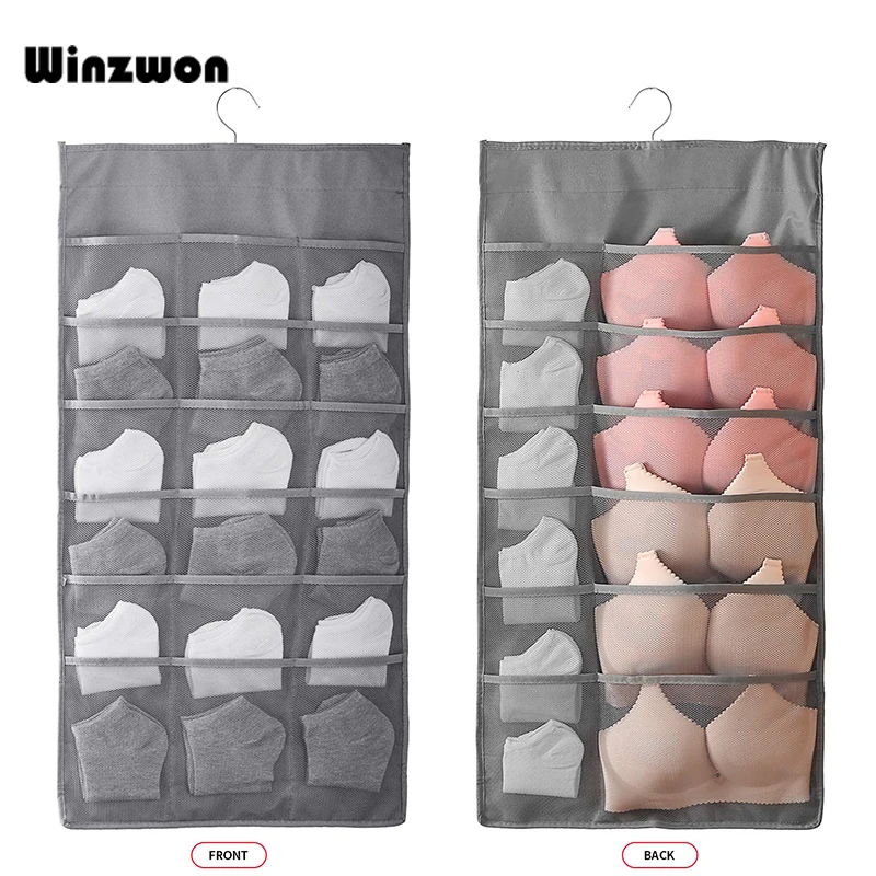 Двухсторонний подвесной органайзер для хранения в шкафу 30 сетчатых карманов