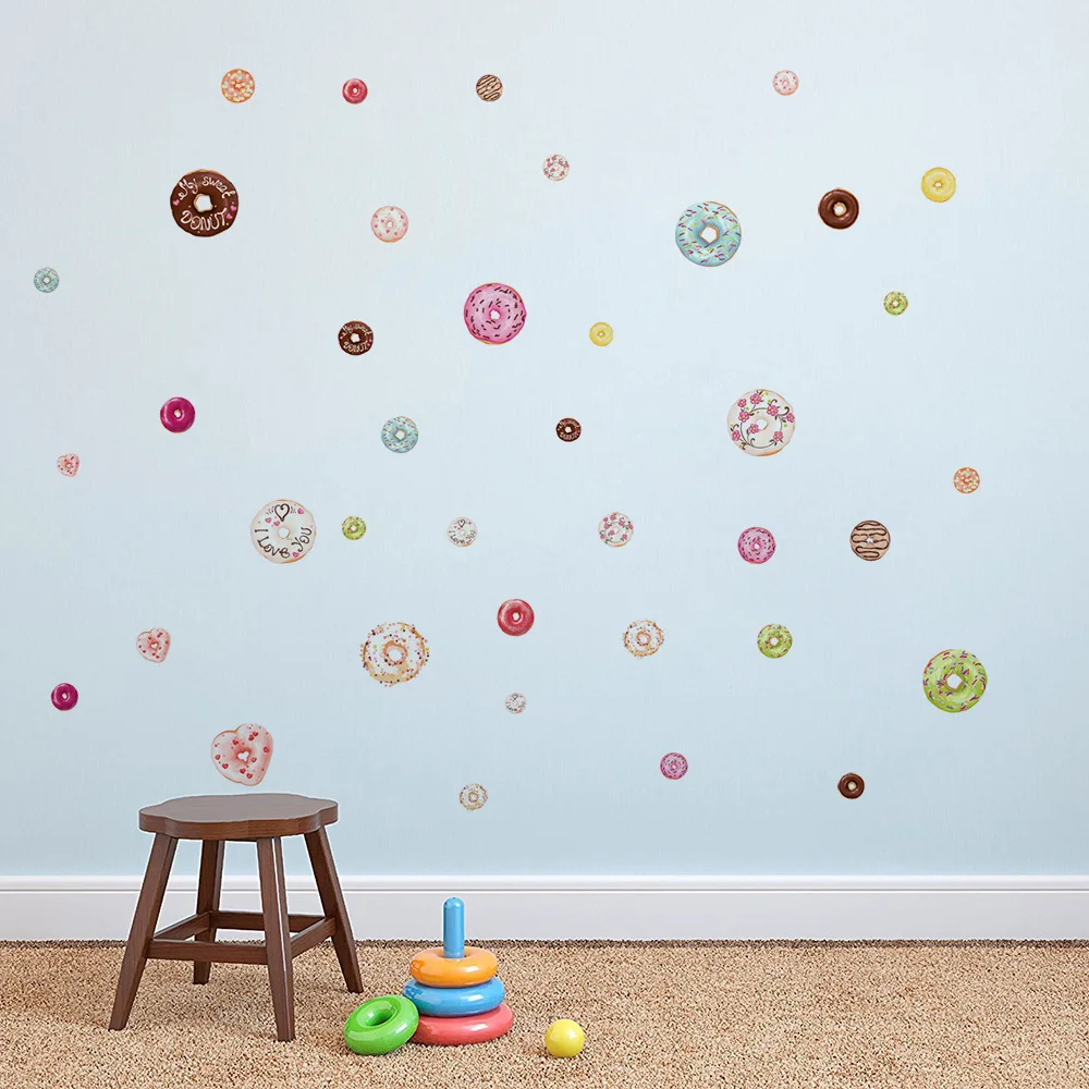 donut wall sticker donut  Removable Waterproof Cartoon Animal Owl Wall Sticker Kids Home Decor Wallpapers For Living Room T20081