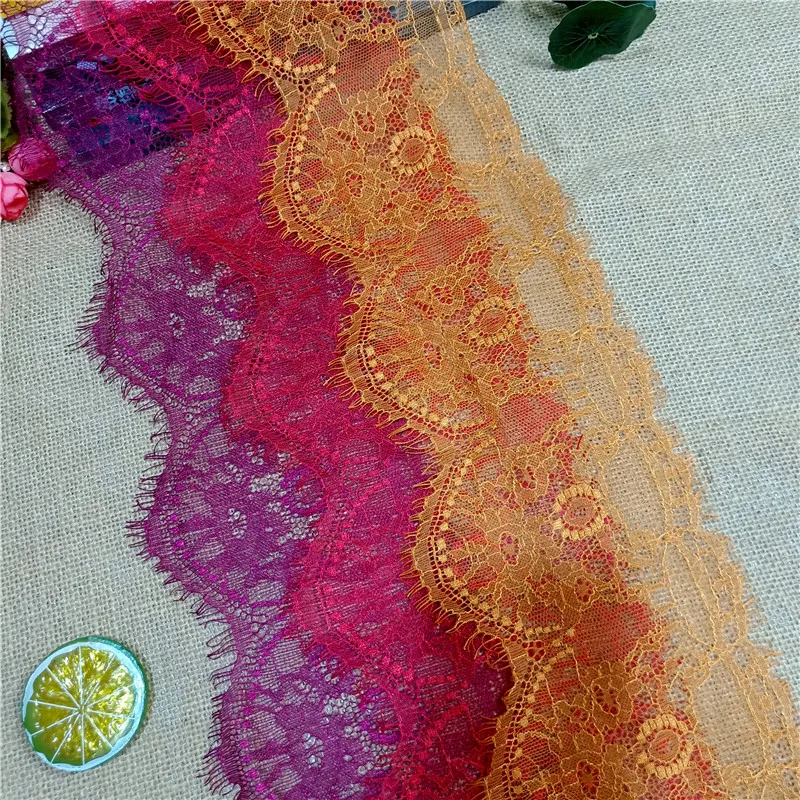 

X1006 Width 14cm Non Stretch Elastic And Eyelash Lace Fabric Trim For Dress Pants Skirt Decoration Hollow Accessories