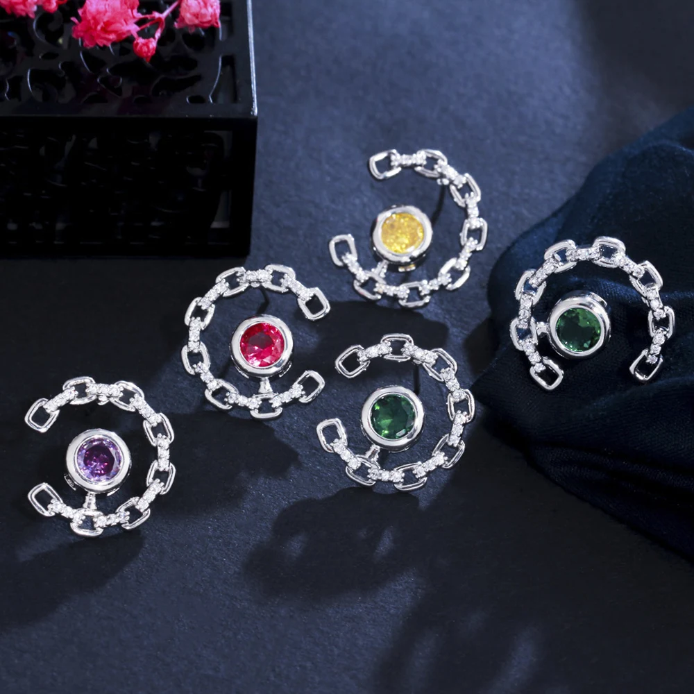

ThreeGraces Elegant Purple Cubic Zirconia Crystal White Gold Color Stud Earrings for Women Anniversary Engagement Jewelry ER707