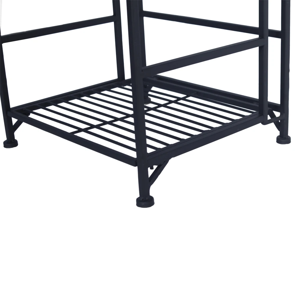 

2-Tier Metal Shelf Foldable Living Room Storage Rack Outdoor Garden Flowerpot Shelf