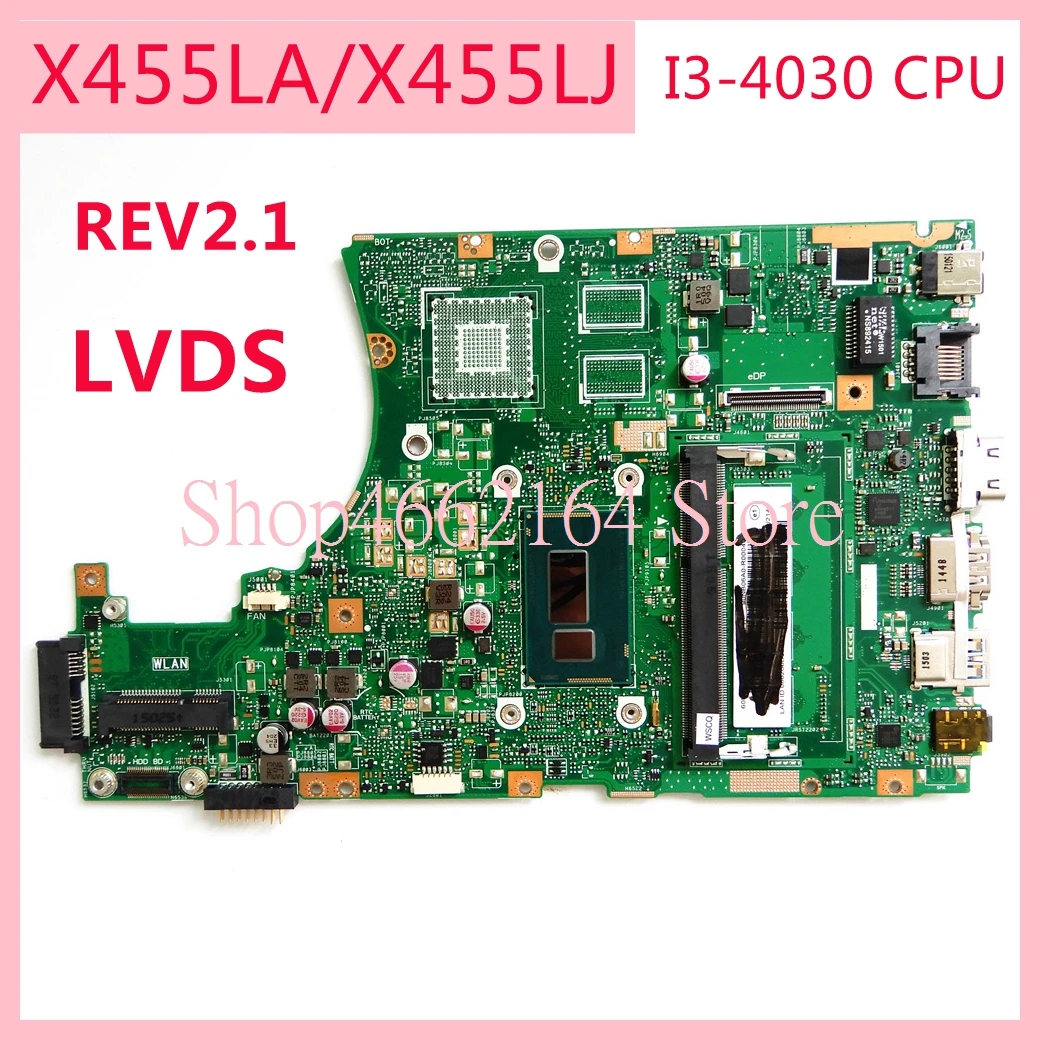 

Материнская плата X455LA LVDS I3-4030 CPU REV2.1 для ноутбука ASUS X455LA K455L A455L F455L