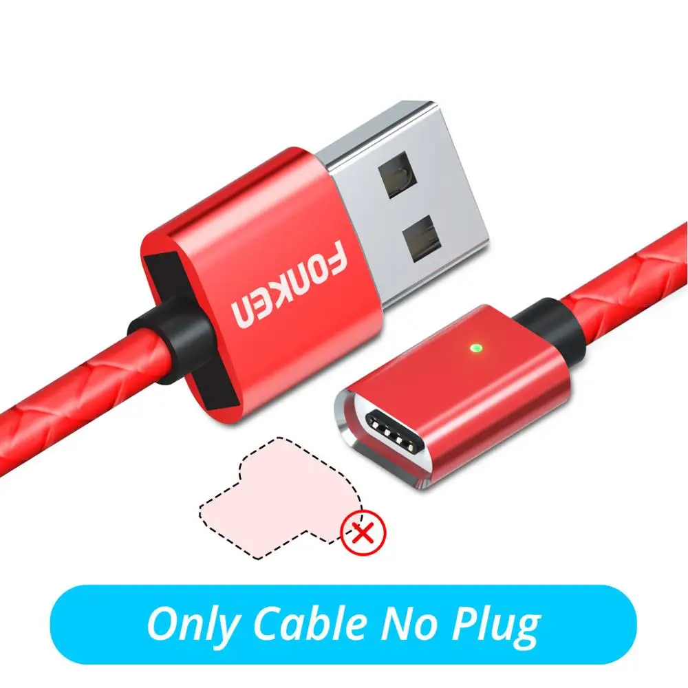Red Cable No Plug Магнитный кабель для быстрой зарядки, длинный Магнитный кабель Micro US C-type, синхронный Магнитный кабель для передачи данных для samsung IPhone huawei - Цвет: Red Cable No Plug