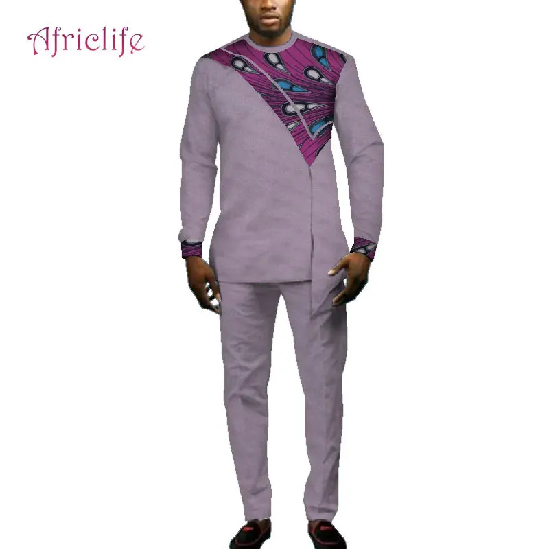 

Casual African Men Clothes Shirt Pant Sets Dashiki African Clothing for Handsome Men 2 Pieces Dashiki Shirt with Trouser WYN693