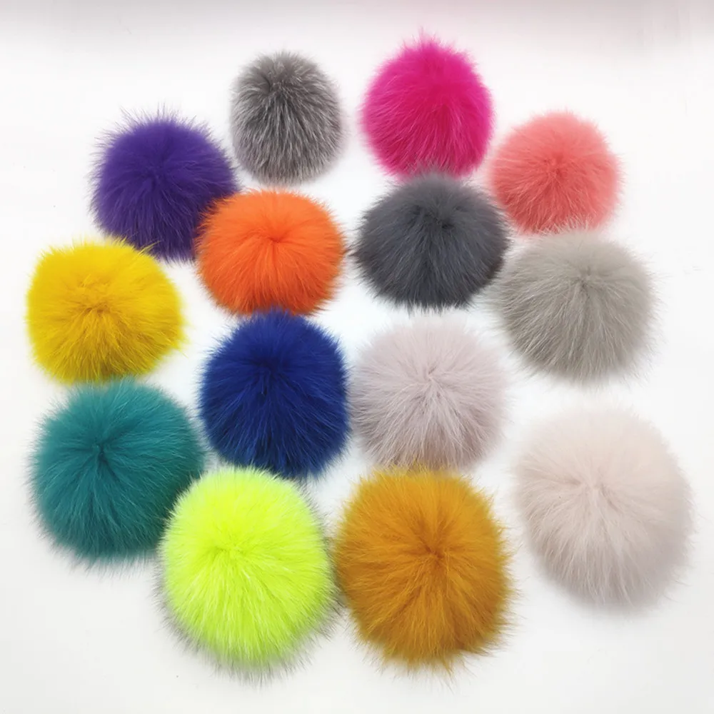 Трендовые пушистые разноцветные Меховые помпоны из 100% натурального меха для