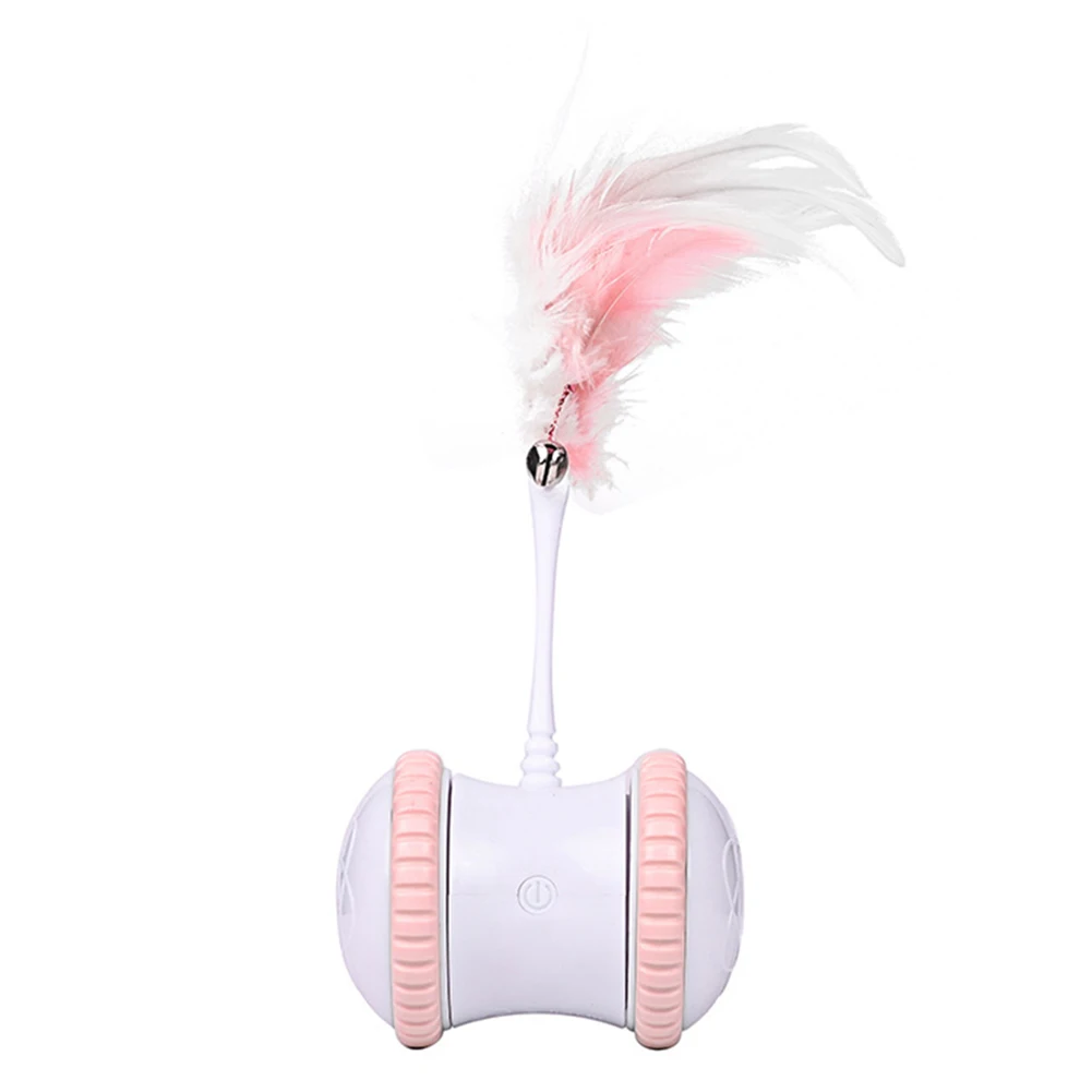 

Automatic Electric Cat Balance Car Tumbler Feather Stick Funny Pet Teaser Toys Interactive Rechargeable Random Routes