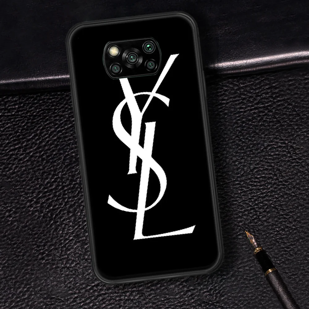

French Luxury Brand Y-YSLS Phone Case Cover Hull For Xiaomi Mi A2 A3 8 9 SE 9T 10 10T Lite Pro Ultra Poco X3 black Hoesjes