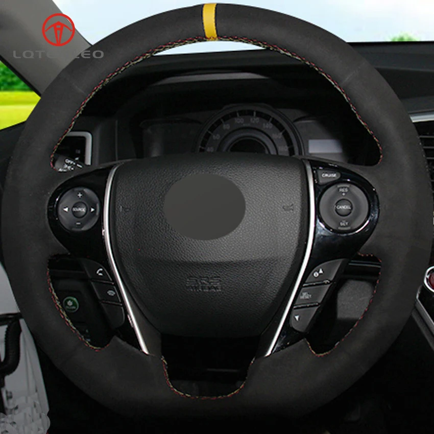 LQTENLEO черный замшевый прошитый вручную чехол рулевого колеса автомобиля для Honda