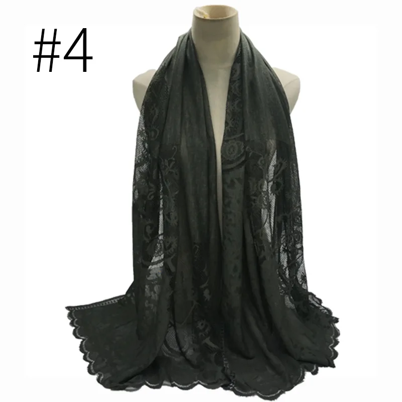 

Cotton and Linen Pure Color Embroidered Two Ends Lace Scarf, Silk Scarf Can Be Shawled or Wrapped