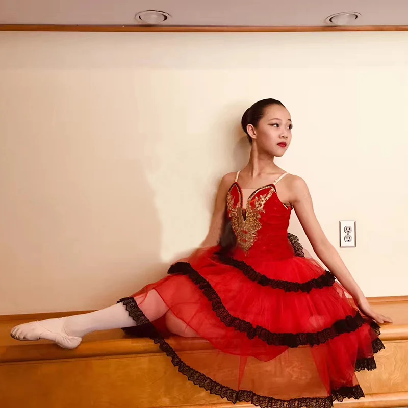 Длинное мягкое балетное платье Don Quixote красное черное романтичное розничная