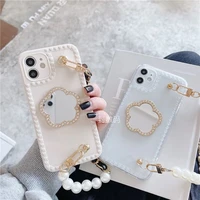 case for iphone 11 pro max xr xs max 7 8 plus x luxury lady makeup mirror pearl chain cover for iphone xr xs x se best friend