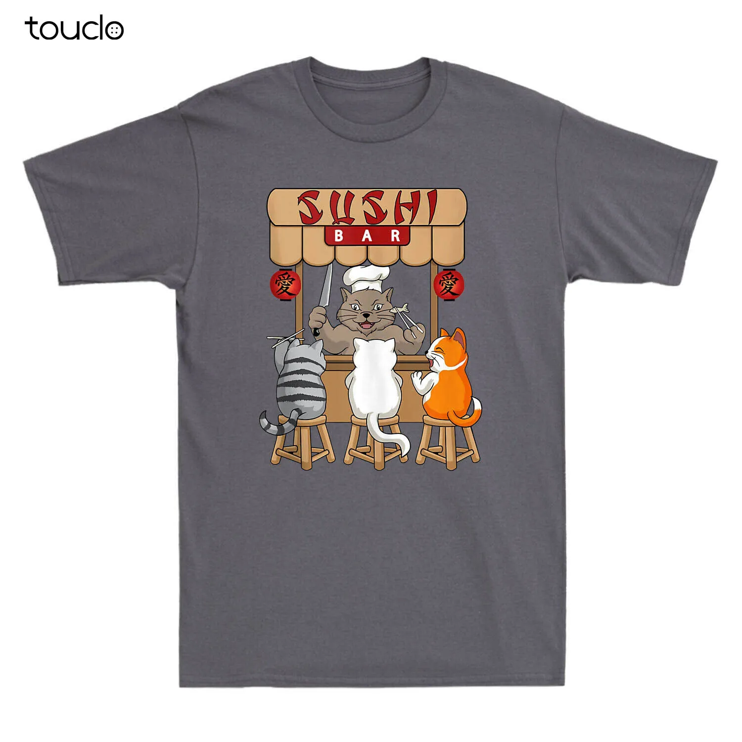 

Sushi Bar Foodie Cat Kitten Asian Japanese Chef Funny Cat Lover Men'S T Shirt unisex