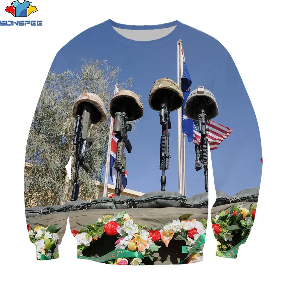 

SONSPEE America Veterans Day Without Cap Sweatshirt Men Women Fashion Casual Cloth Autumn Long Sleeve 3D Printing Pullover Tops