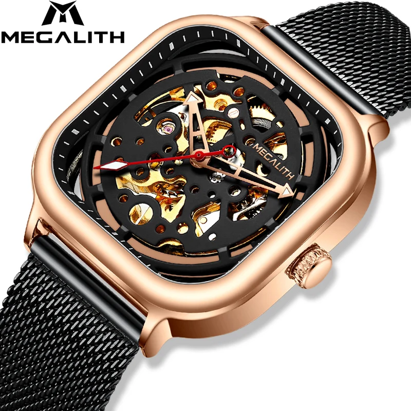 MEGALITH роскошные механические часы мужские модные водонепроницаемые